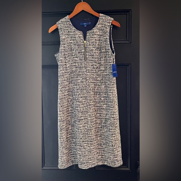 Apt. 9 Dresses & Skirts - NWT APT 9 Womens Sleeveless Zip Front Sheath Boucle Dress Navy Blue Small